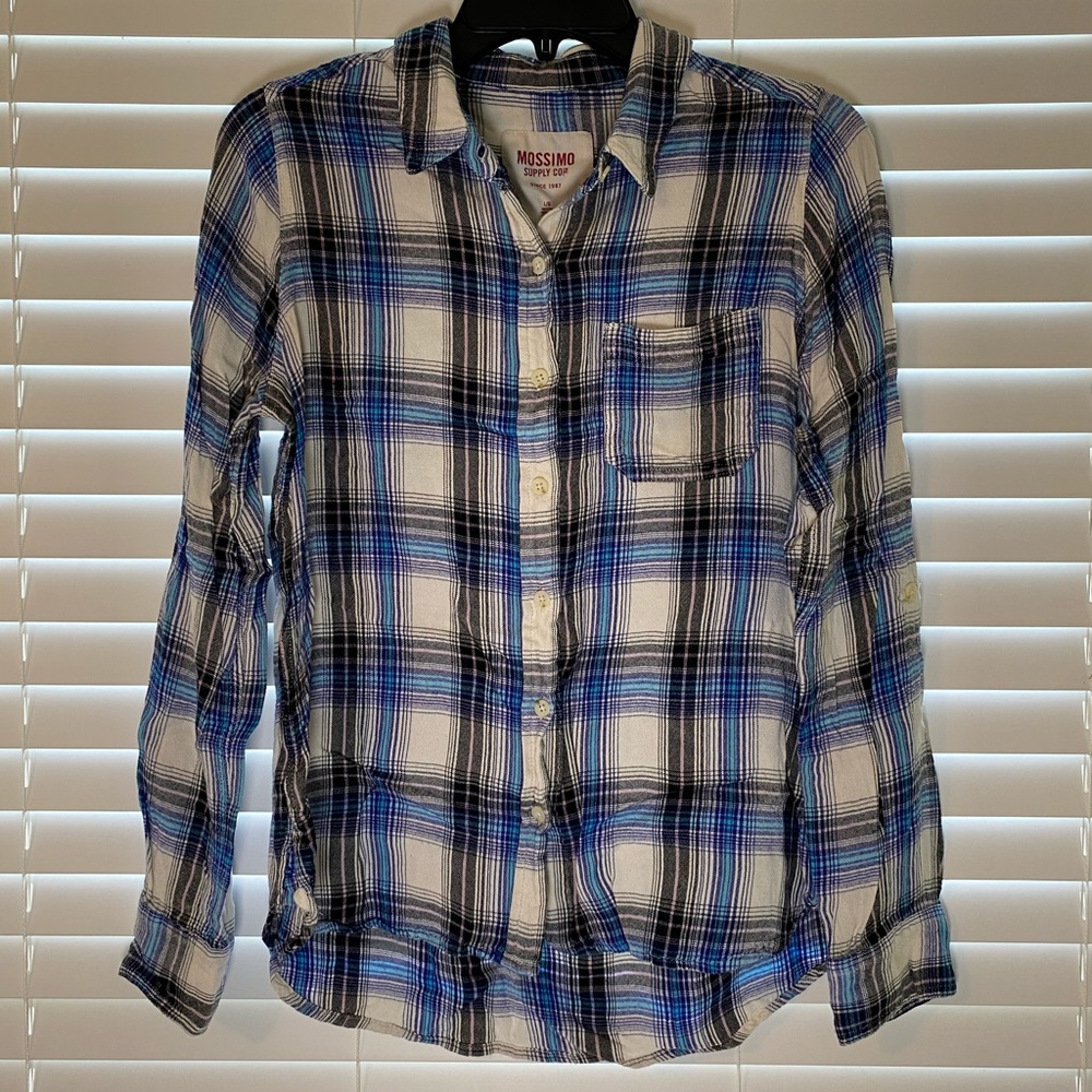 Blue and White Plaid Flannel